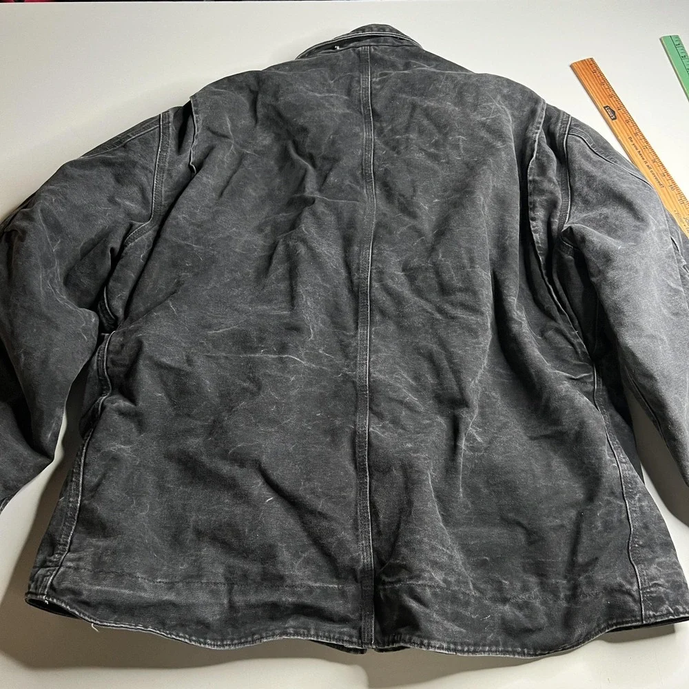 Carhartt C61 BLK Sandstone Ridge Coat Mens 2XL Black Sherpa Lined Altec Logo